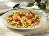 Photo de la Recette: Spaghettini aux Crevettes, au Basilic et aux Tomates