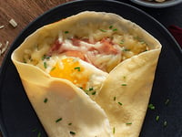 Photo de la Recette: Crêpes Garnies de Fromage, Jambon et Oeufs