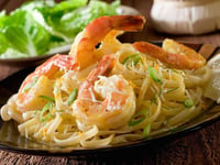 Photo de la Recette: LINGUINES AUX CREVETTES, SAUCE À LA CRÈME D'AIL