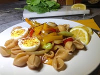 Photo de la Recette: Pâte Sauce Bordelaise Légumes avec Oeufs à La Coque