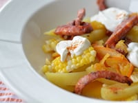 Photo de la Recette: SALADE DE POMMES DE TERRE, CHORIZO ET YOGOURT MÉDITERRANÉE