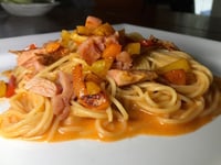 Photo de la Recette: Spaghettini aux Jambon Sauce Champignons et Légumes