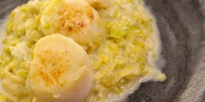 Coquilles St Jacques et leur Fondue de Poireaux