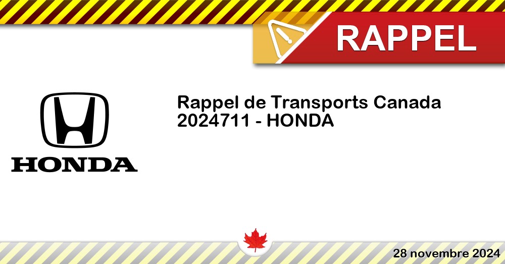 Num Ro De Rappel De Transports Canada Honda