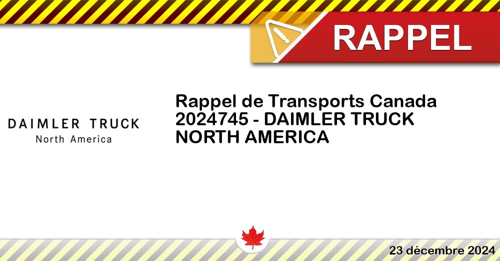 Num Ro De Rappel De Transports Canada Daimler Truck North