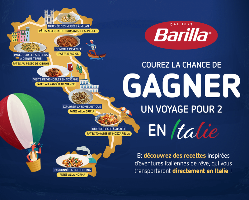 Concours Barilla - Gagnez un voyage pour 2 en Italie!
