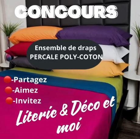 Concours Literie & Déco et moi - Gagnez un  ensemble de draps PERCALE POLY-COTON taille et couleur au choix pour lit régulier